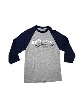 CBS Cheers Boston Raglan Baseball Tee - Gray and Navy